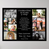 50 jaar bruiloft jubileum fotocollage bewerkbaar poster (Voorkant)