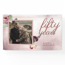 50 jaar bruiloft Jubileum Roos Gold Floral