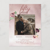 50 jaar bruiloft Jubileum Roos Gold Glitter Inv Briefkaart (Voorkant)