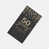 50 jaar bruiloft Jubileum zwart en goud Servet (Hoek)