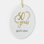 50 jaar cadeau voor bruiloft gouden glitter keramisch ornament (Rechts)