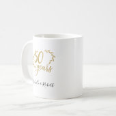 50 jaar cadeau voor bruiloft gouden glitter koffiemok (Voorkant links)