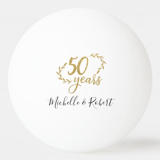50 jaar cadeau voor bruiloft gouden glitter pingpongbal (Voorkant)