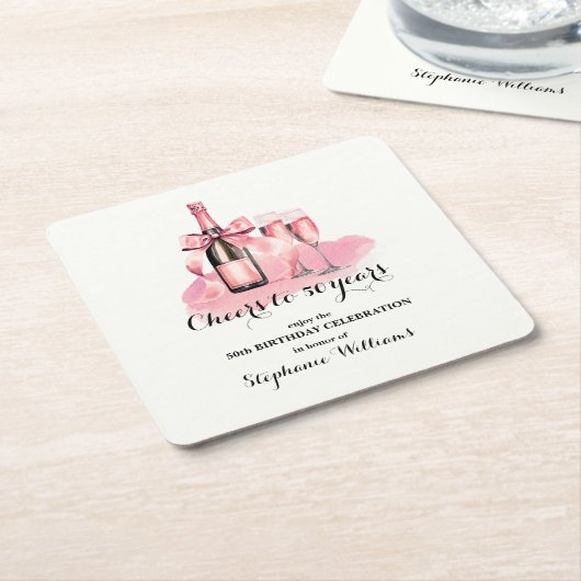 50 jaar champagne 50ste verjaardag kartonnen onderzetters (Schuin)