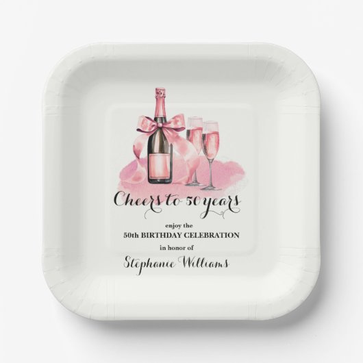 50 jaar champagne 50ste verjaardag papieren bordje (Voorkant)