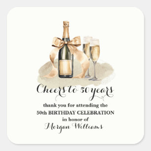 50 jaar champagne 50ste verjaardag vierkante sticker