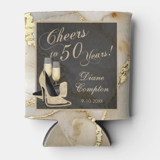 50 jaar champagne en goud blikjeskoeler (Voorkant)