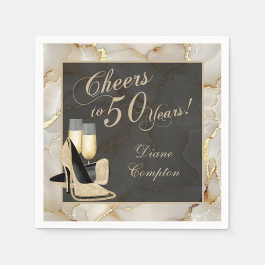 50 jaar Champagne Gold Servet (Voorkant)