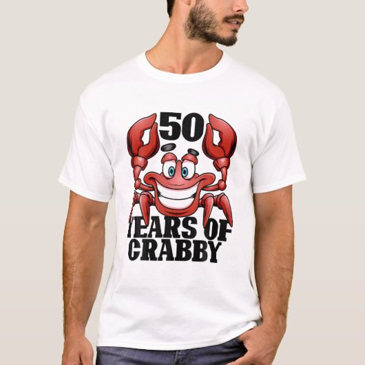 50 jaar Crabby Funny Crab Beach 50e verjaardag T-shirt (Voorkant)