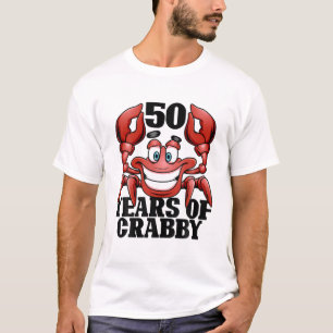 50 jaar Crabby Funny Crab Beach 50th Birthday T-shirt