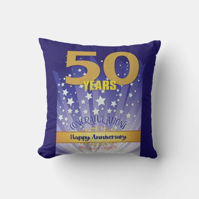 50 Jaar CUSTOM NAAM 12 Stap Jubileum Groot Nummer Kussen (Voorkant)