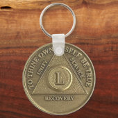 50 jaar CUSTOM NAME Sober Medallion Sleutelhanger (Voorkant)