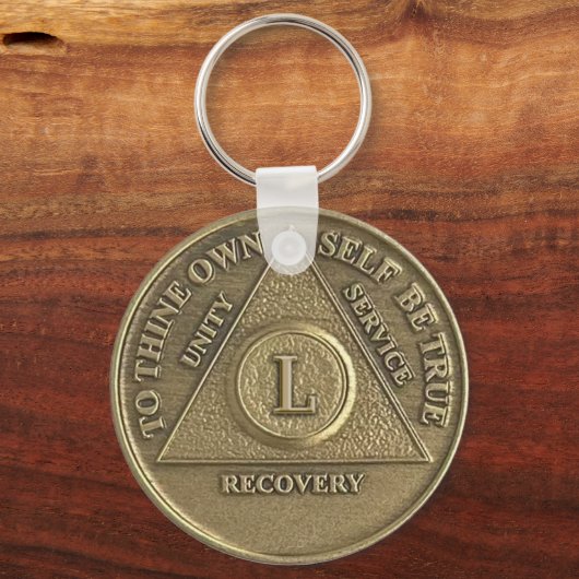 50 jaar CUSTOM NAME Sober Medallion Sleutelhanger (Voorkant)