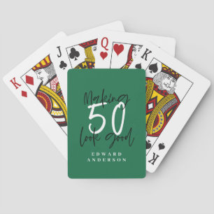 50 jaar een goede chic kleurrijke verjaardag pokerkaarten