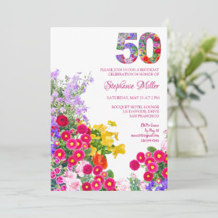 50 Jaar Elegante Tuinbloem – 50ste Verjaardag Kaart