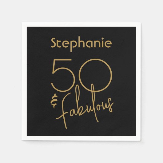 50 jaar en 5 jaar oud, modern Gold Script Servet (Voorkant)