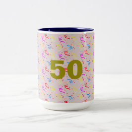 50 jaar en Confetti Tweekleurige Koffiemok