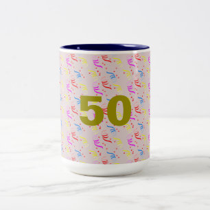 50 jaar en Confetti Tweekleurige Koffiemok