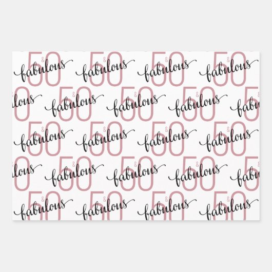 50 jaar en Fabulous 50e verjaardag Roos Gold Inpakpapier Vel (Voorkant)