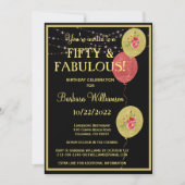 50 jaar en Fabulous Birthday Black Gold Kaart (Voorkant)