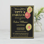 50 jaar en Fabulous Birthday Black Gold Kaart (Staand voorkant)