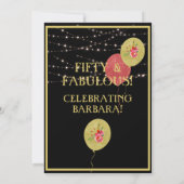 50 jaar en Fabulous Birthday Black Gold Kaart (Achterkant)