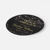 50 jaar en Fabulous Birthday Black Gold Papieren Bordje (Gekanteld)