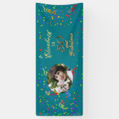50 jaar en Fabulous Birthday Gold Blauwgroen Blue  Spandoek (Verticaal)