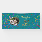 50 jaar en Fabulous Birthday Gold Blauwgroen Blue  Spandoek (Horizontaal)