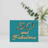 50 jaar en Fabulous Birthday Gold Typografie 50 ja Briefkaart (Staand voorkant)