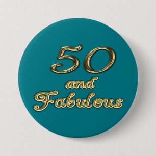 50 jaar en Fabulous Birthday Gold Typografie 50 ja Ronde Button 7,6 Cm