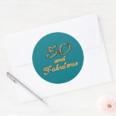 50 jaar en Fabulous Birthday Gold Typografie 50 ja Ronde Sticker (Envelop)