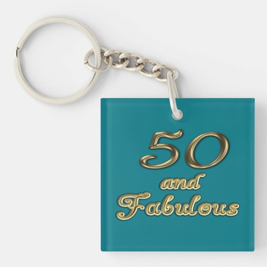 50 jaar en Fabulous Birthday Gold Typografie 50 ja Sleutelhanger (Voorkant)