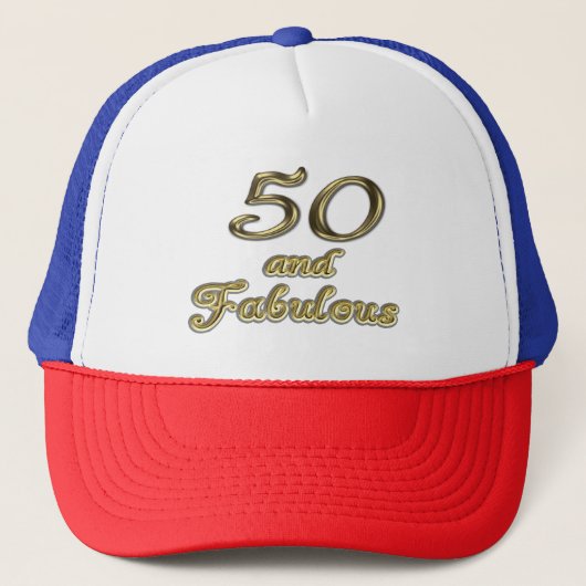 50 jaar en Fabulous Birthday Gold Typografie 50 ja Trucker Pet (Voorkant)