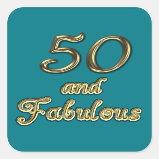 50 jaar en Fabulous Birthday Gold Typografie 50 ja Vierkante Sticker (Voorkant)