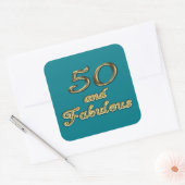 50 jaar en Fabulous Birthday Gold Typografie 50 ja Vierkante Sticker (Envelop)