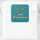 50 jaar en Fabulous Birthday Gold Typografie 50 ja Vierkante Sticker (Tas)
