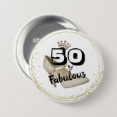 50 jaar en Fabulous Gold Black Bold Birthday Ronde Button 7,6 Cm (Voorkant /achterkant)