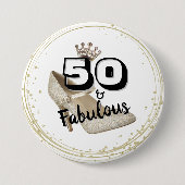 50 jaar en Fabulous Gold Black Bold Birthday Ronde Button 7,6 Cm (Voorkant)