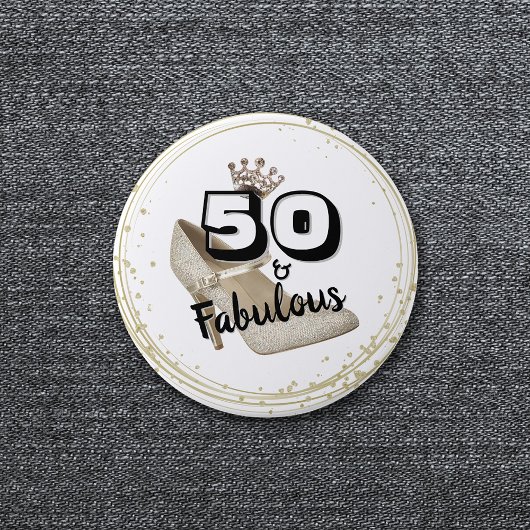 50 jaar en Fabulous Gold Black Bold Birthday Ronde Button 7,6 Cm