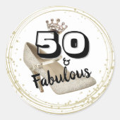 50 jaar en Fabulous Gold Black Bold Birthday Ronde Sticker (Voorkant)