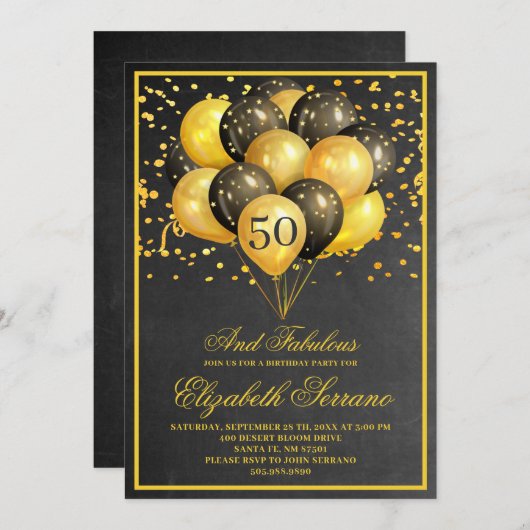 50 jaar en Fabulous Gold Black Kaart (Voorkant / Achterkant)