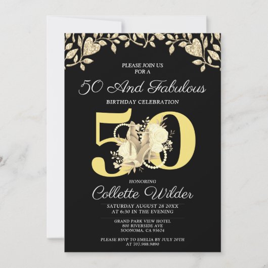 50 jaar en Fabulous Gold Black Kaart (Voorkant)