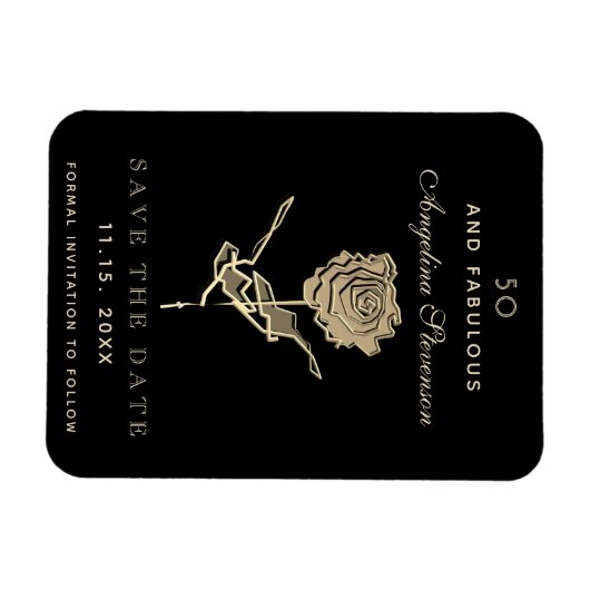 50 jaar en Fabulous Gold Floral, behalve de datum Magneet (Horizontaal)