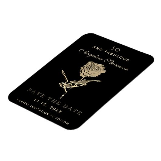 50 jaar en Fabulous Gold Floral, behalve de datum Magneet (Linkerzijde)