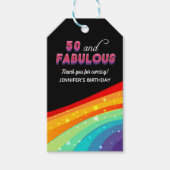 50 jaar en Fabulous Rainbow Sparkle Birthday Harte Cadeaulabel (Voorkant)
