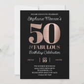 50 jaar en Fabulous Roos Gold Typografie Kaart (Voorkant)