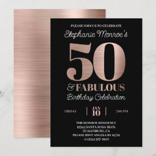 50 jaar en Fabulous Roos Gold Typografie Kaart