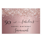 50 jaar en Fabulous verjaardagsbruine roze roze ro Perfect Poster (Voorkant)