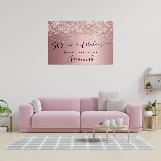 50 jaar en Fabulous verjaardagsbruine roze roze ro Perfect Poster